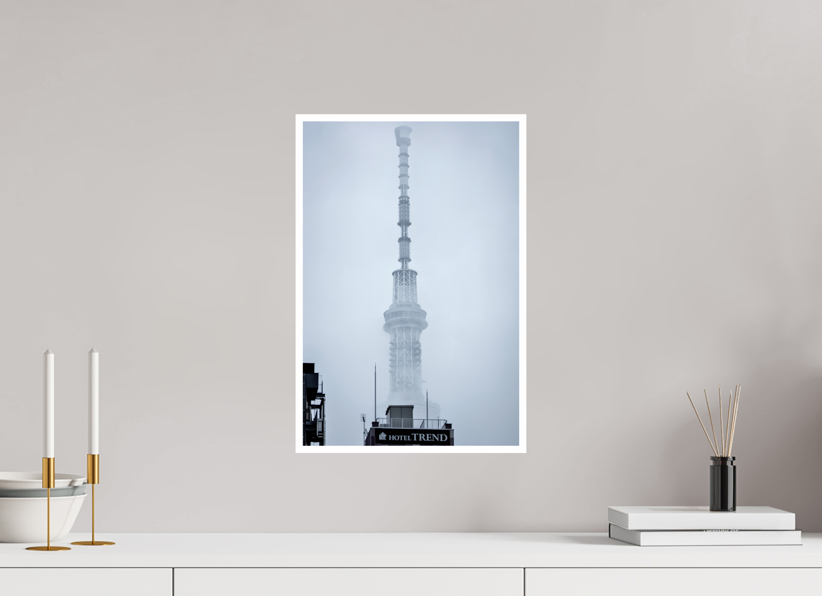 30 x 45 cm, Impression Fine Art Skytree dans la brume