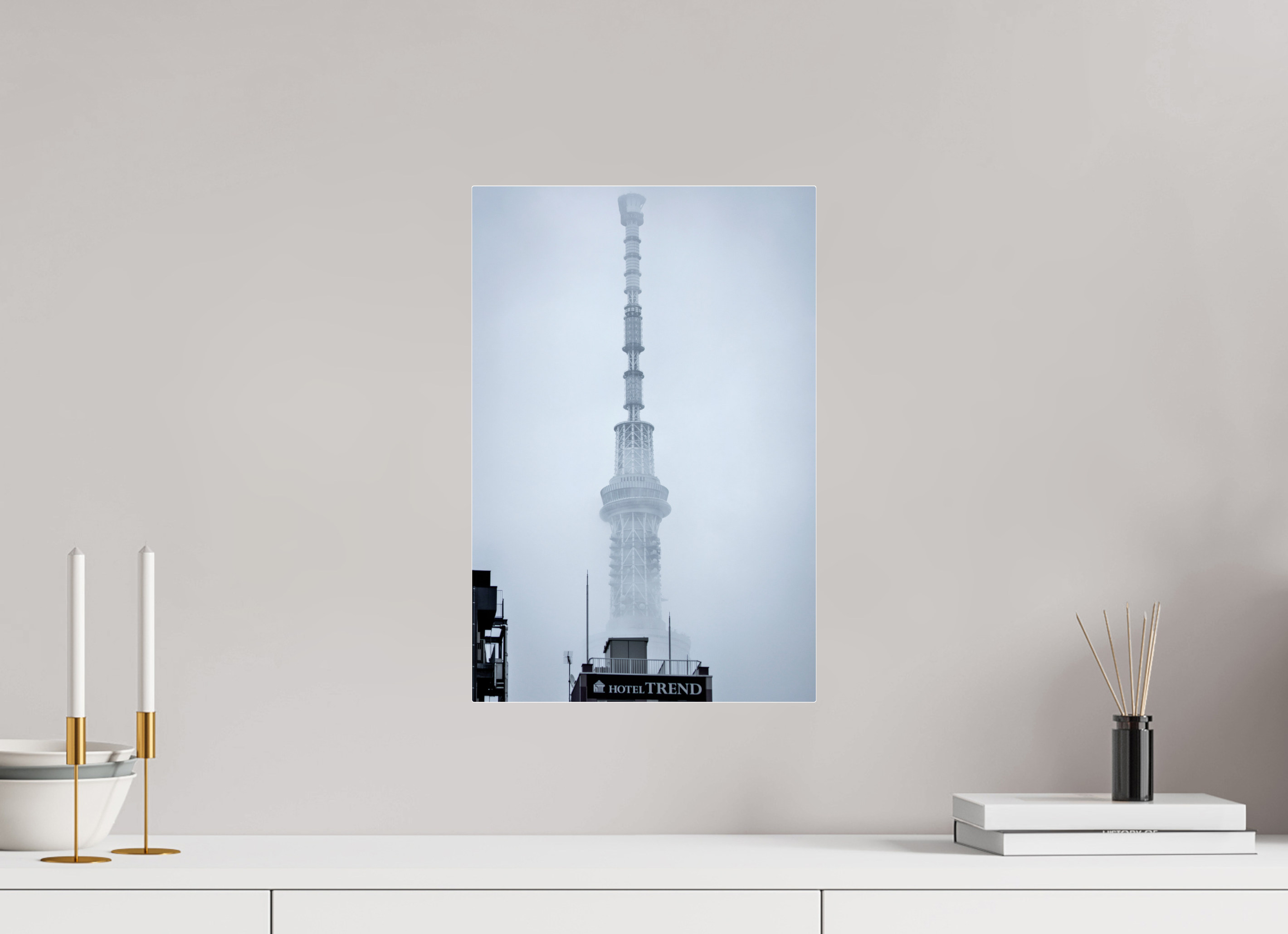 30 x 45 cm, Tirage photo sous Plexi Skytree dans la brume