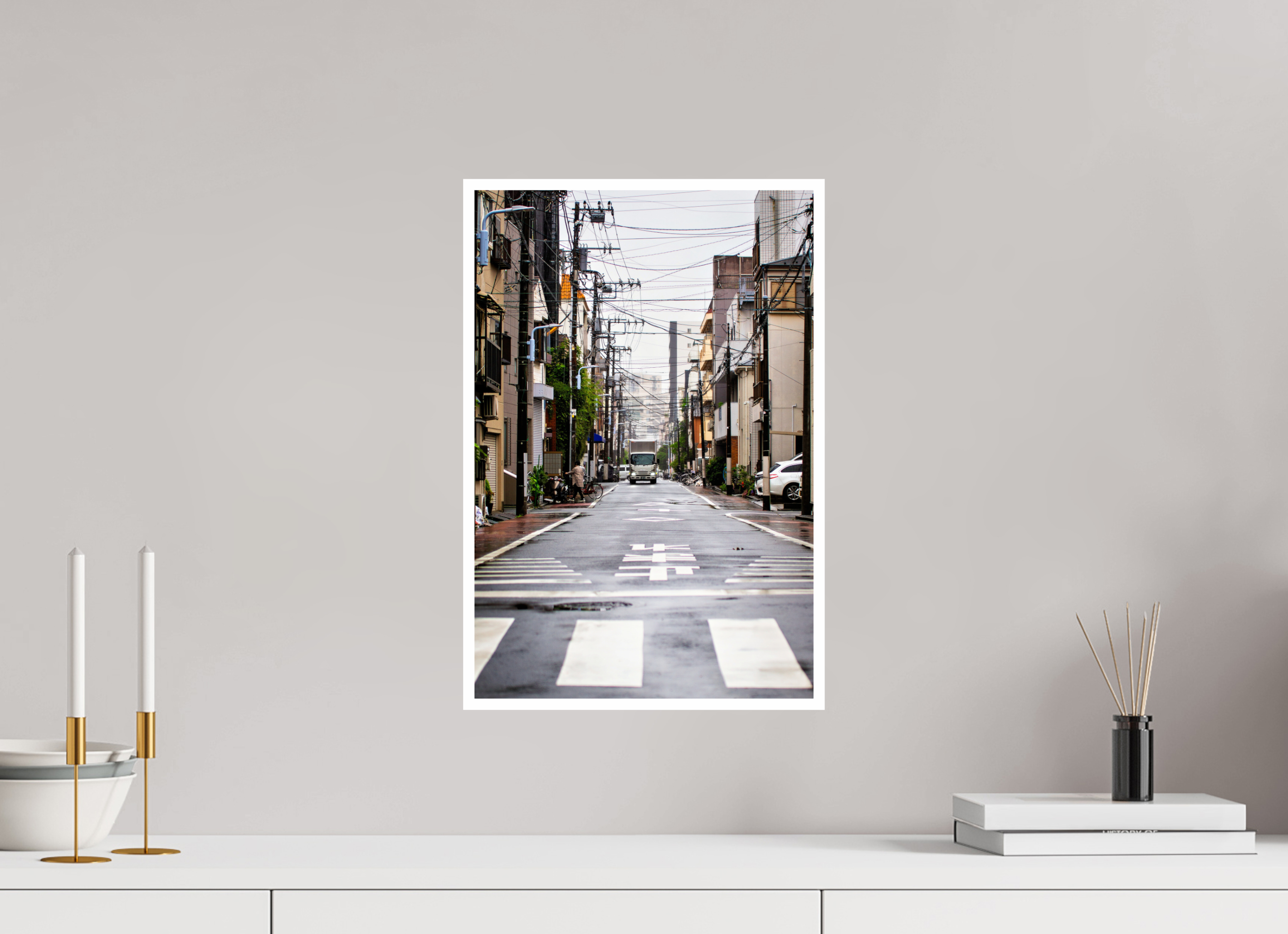 30 x 45 cm, Impression Fine Art Rue tranquille sous la pluie