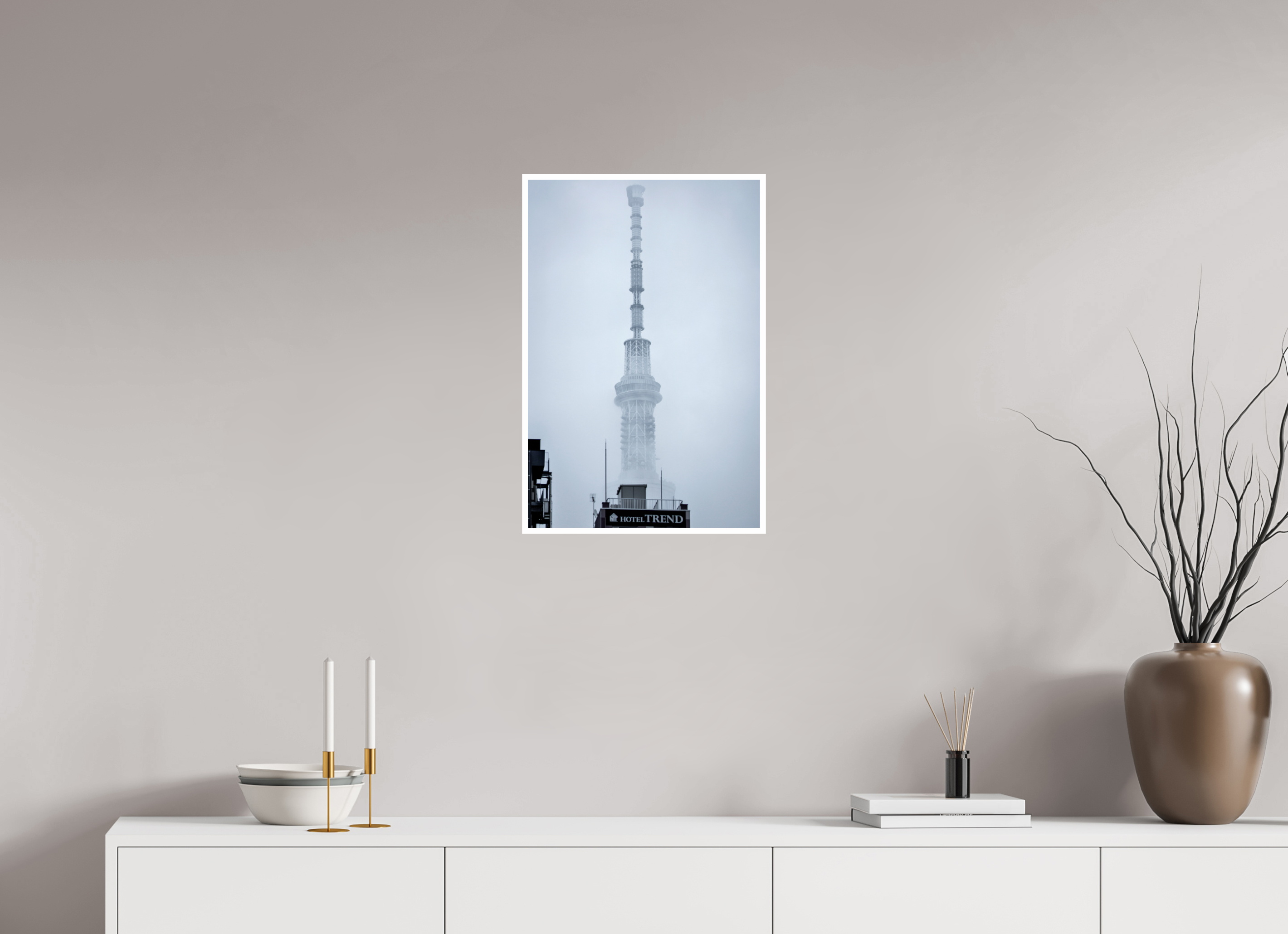 40 x 60 cm, Impression Fine Art Skytree dans la brume